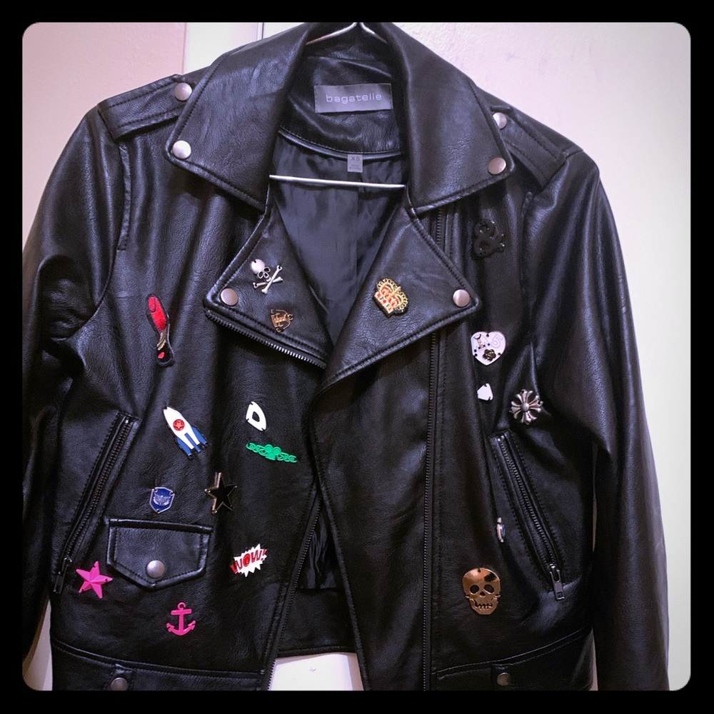Bagatelle Faux Leather Embellished Jacket